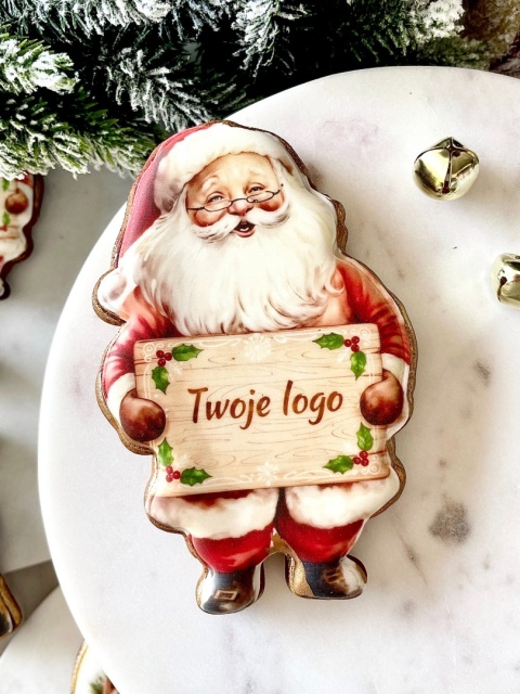 Pierniczek świąteczny logo firmowy Mikołaj 15 cm