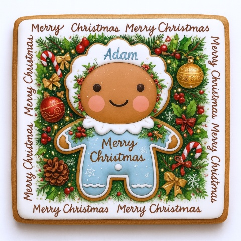 Ciastko lukrowane Mamik Family Adam roz.M kwadr ręcznie robione Ciastko lukrowane Mamik Family Adam roz.M kwadr ręcznie robione