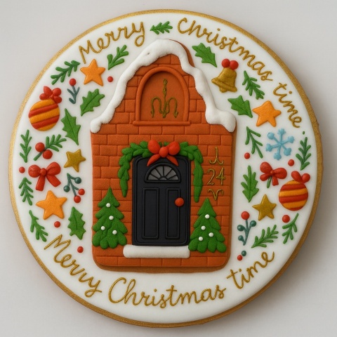 Ciastko lukrowane Świąteczna kamienica koło roz.XL ręcznie robione
