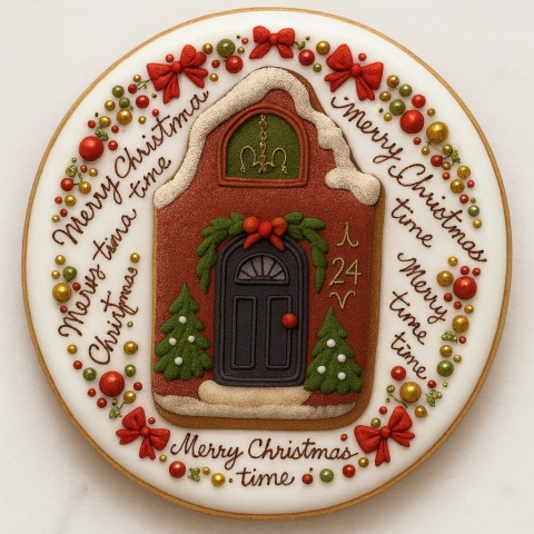 Ciastko lukrowane Świąteczna kamienica koło roz.XL ręcznie robione