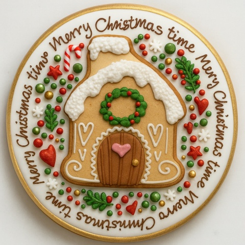 Ciastko lukrowane Świąteczna kamienica koło roz.XL ręcznie robione