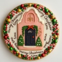 Ciastko lukrowane Świąteczna kamienica koło roz.XL ręcznie robione