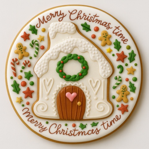 Ciastko lukrowane Świąteczna kamienica koło roz.XL ręcznie robione