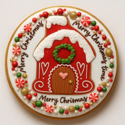 Ciastko lukrowane Świąteczna kamienica koło roz.XL ręcznie robione