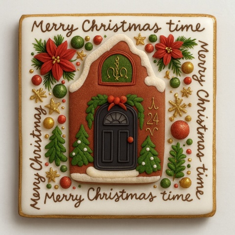 Ciastko lukrowane Świąteczna kamienica kwadr roz.XL ręcznie robione