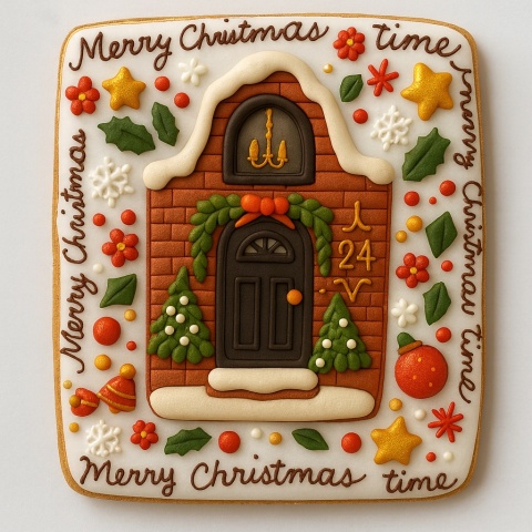 Ciastko lukrowane Świąteczna kamienica prosto roz.XL ręcznie robione Ciastko lukrowane Świąteczna kamienica prosto roz.XL ręcznie robione