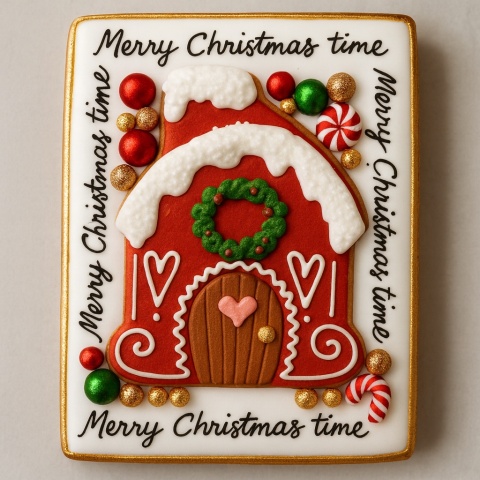 Ciastko lukrowane Świąteczna kamienica prosto roz.XL ręcznie robione Ciastko lukrowane Świąteczna kamienica prosto roz.XL ręcznie robione