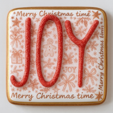 Ciastko lukrowane świąteczne JOY No6 kwadr roz.S ręcznie robione Ciastko lukrowane świąteczne JOY No6 kwadr roz.S ręcznie robione