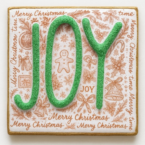 Ciastko lukrowane świąteczne JOY No1 kwadr roz.XL ręcznie robione Ciastko lukrowane świąteczne JOY No1 kwadr roz.XL ręcznie robione