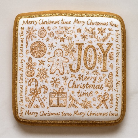 Ciastko lukrowane świąteczne JOY No4 kwadr roz.XL ręcznie robione Ciastko lukrowane świąteczne JOY No4 kwadr roz.XL ręcznie robione
