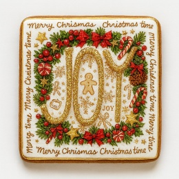 Ciastko lukrowane świąteczne JOY No5 kwadr roz.L ręcznie robione