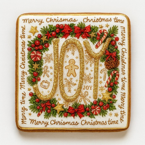 Ciastko lukrowane świąteczne JOY No5 kwadr roz.M ręcznie robione
