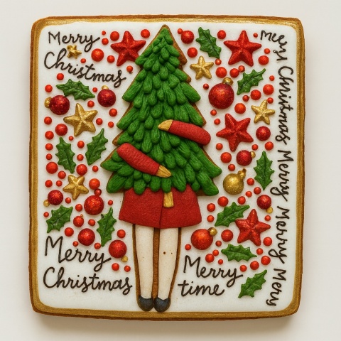 Ciastko lukrowane Dziewczynka z Choinką prosto No1 roz.L ręcznie robione