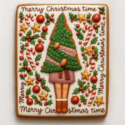 Ciastko lukrowane Dziewczynka z Choinką prosto No3 roz.M ręcznie robione