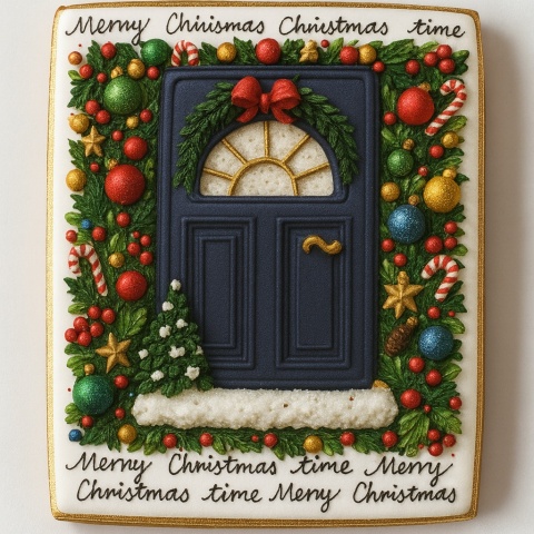 Ciastko lukrowane Świąteczne drzwi prosto No1 roz.M ręcznie robione