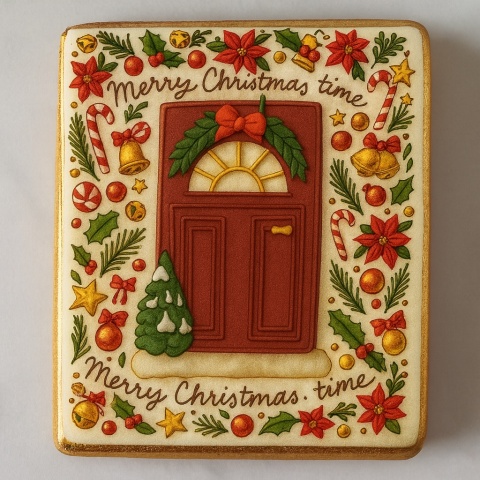 Ciastko lukrowane Świąteczne drzwi prosto No3 roz.XL ręcznie robione