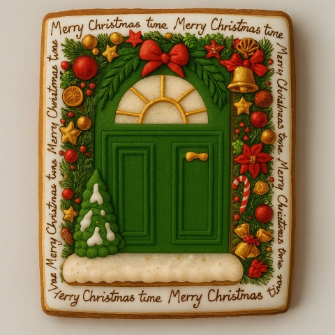 Ciastko lukrowane Świąteczne drzwi prosto No4 roz.L ręcznie robione Ciastko lukrowane Świąteczne drzwi prosto No4 roz.L ręcznie robione