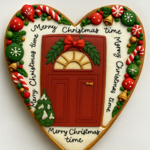 Ciastko lukrowane Świąteczne drzwi serce No3 roz.M ręcznie robione Ciastko lukrowane Świąteczne drzwi serce No3 roz.M ręcznie robione
