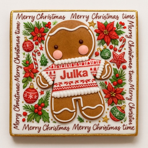 Ciastko lukrowane Świąteczny ludzik No2 kwadr roz.XL ręcznie robione
