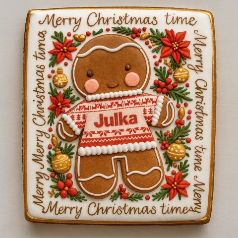 Ciastko lukrowane Świąteczny ludzik No2 prosto roz.XL ręcznie robione Ciastko lukrowane Świąteczny ludzik No2 prosto roz.XL ręcznie robione
