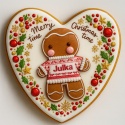 Ciastko lukrowane Świąteczny ludzik No2 serce roz.L ręcznie robione Ciastko lukrowane Świąteczny ludzik No2 serce roz.L ręcznie robione