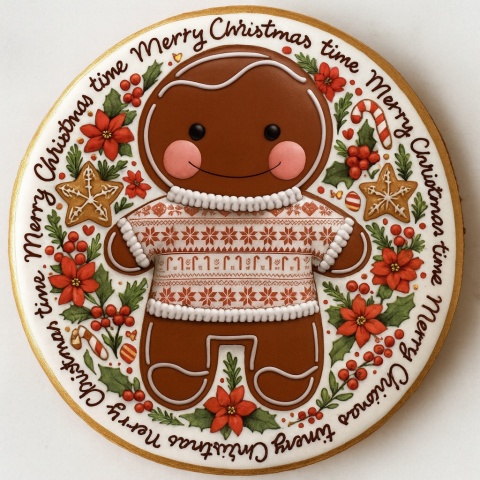 Ciastko lukrowane Świąteczny ludzik No3 koło roz..XL ręcznie robione