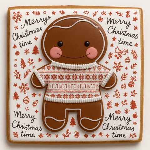 Ciastko lukrowane Świąteczny ludzik No4 kwadr roz.XL ręcznie robione