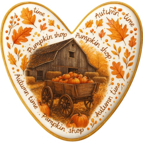 Ciastko lukrowane Autumn time roz. L serce No2 Jesień ręcznie robione Ciastko lukrowane Autumn time roz. L serce No2 Jesień ręcznie robione