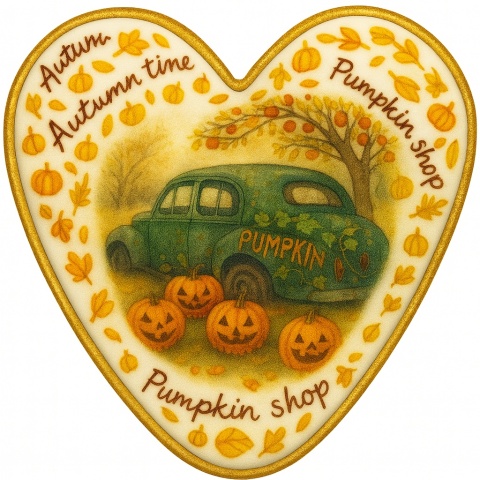 Ciastko lukrowane Autumn time roz. L serce No3 Jesień ręcznie robione Ciastko lukrowane Autumn time roz. L serce No3 Jesień ręcznie robione