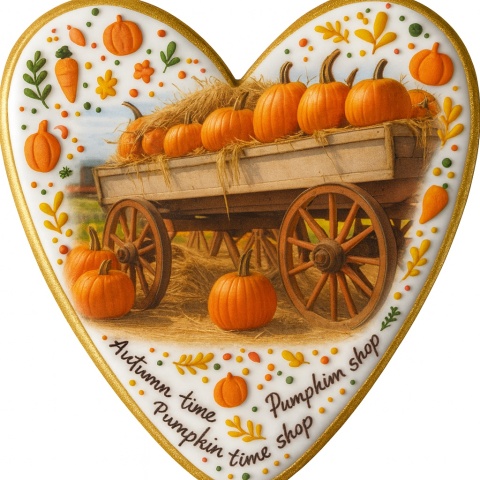 Ciastko lukrowane Autumn time roz. L serce No4 Jesień ręcznie robione Ciastko lukrowane Autumn time roz. L serce No4 Jesień ręcznie robione