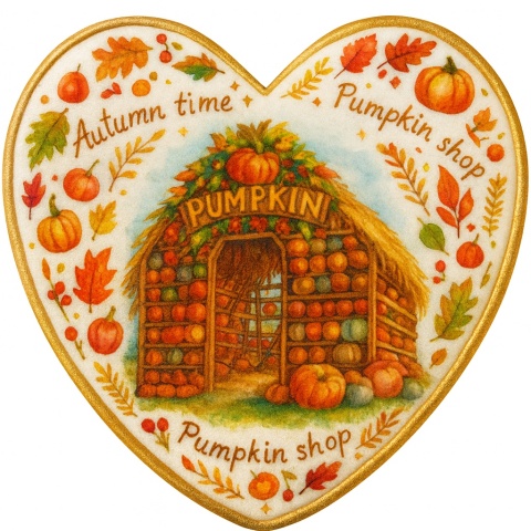 Ciastko lukrowane Autumn time roz. L serce No5 Jesień ręcznie robione Ciastko lukrowane Autumn time roz. L serce No5 Jesień ręcznie robione