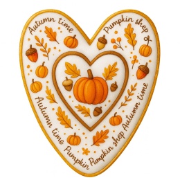 Ciastko lukrowane Autumn time roz. M serce No2 Jesień ręcznie robione