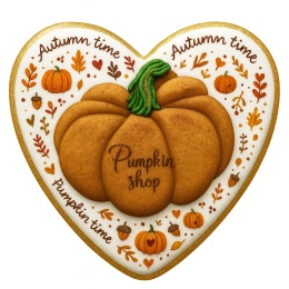 Ciastko lukrowane Autumn time roz. M serce No3 Jesień ręcznie robione