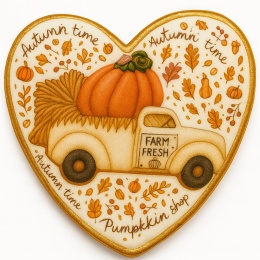 Ciastko lukrowane Autumn time roz. M serce No4 Jesień ręcznie robione