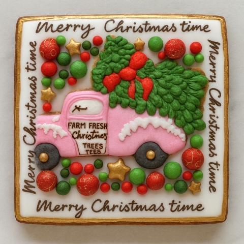 Ciastko lukrowane Pickup z choinką prosto No2 roz.M ręcznie robione