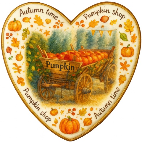Ciastko lukrowane Autumn time roz. L koło No1 Jesień ręcznie robione Ciastko lukrowane Autumn time roz. L koło No1 Jesień ręcznie robione