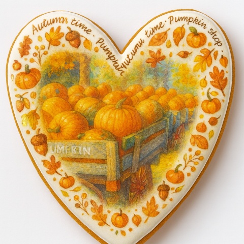Ciastko lukrowane Autumn time roz. L koło No1 Jesień ręcznie robione Ciastko lukrowane Autumn time roz. L koło No1 Jesień ręcznie robione