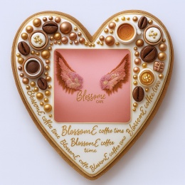 Ciastko lukrowane BlossomE cafe FLY roz.XL SERCE PINK ręcznie robione