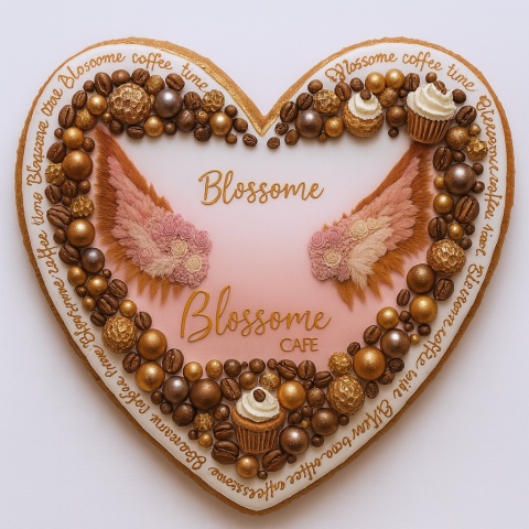 Ciastko lukrowane BlossomE cafe FLY roz.XL SERCE ręcznie robione