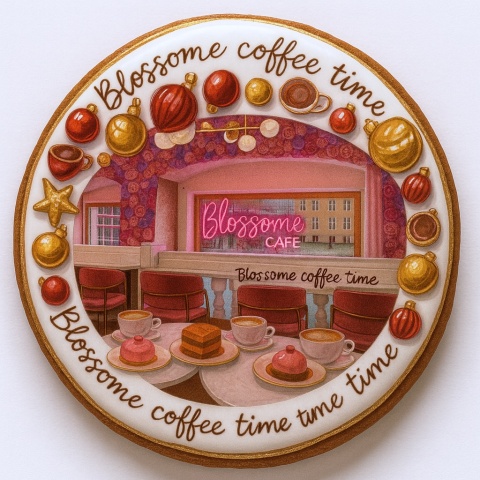 Ciastko lukrowane BlossomE cafe II FLOOR roz.XL KOŁO ręcznie robione