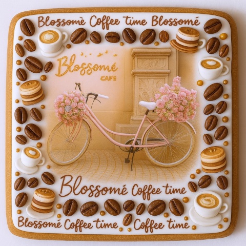 Ciastko lukrowane BlossomE cafe ROWER roz.L PROSTOKĄT ręcznie robione