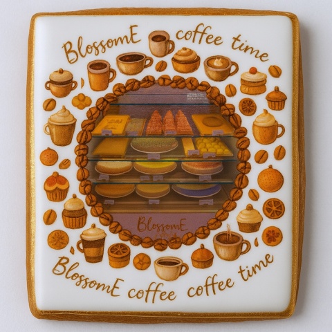 Ciastko lukrowane BlossomE cafe Smaczki roz.XL  KWADRAT AT ręcznie robione