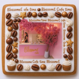 Ciastko lukrowane BlossomE cafe WELCOME roz.L KWADRAT ręcznie robione