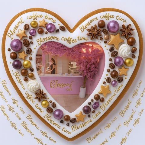 Ciastko lukrowane BlossomE cafe WELCOME roz.L SERCE ręcznie robione