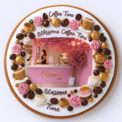 Ciastko lukrowane BlossomE cafe WELCOME roz.M KOŁO ręcznie robione