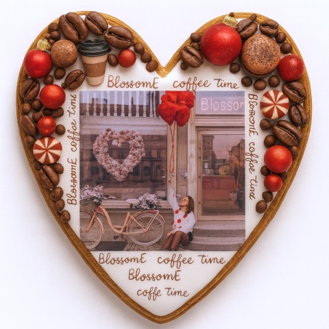 Ciastko lukrowane BlossomE cafe DREAM roz.XL SERCE ręcznie robione