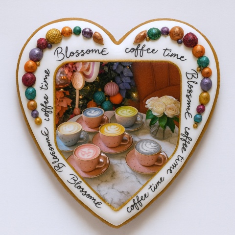 Ciastko lukrowane BlossomE cafe FAMILY roz.S SERCE ręcznie robione