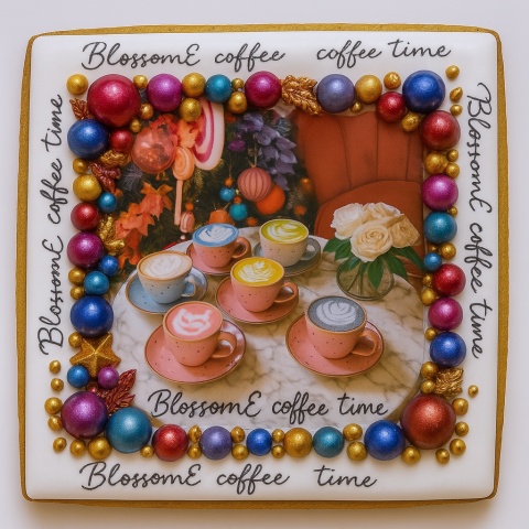 Ciastko lukrowane BlossomE cafe FAMILY roz.L KWADRAT ręcznie robione