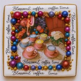 Ciastko lukrowane BlossomE cafe FAMILY roz.M KWADRAT ręcznie robione
