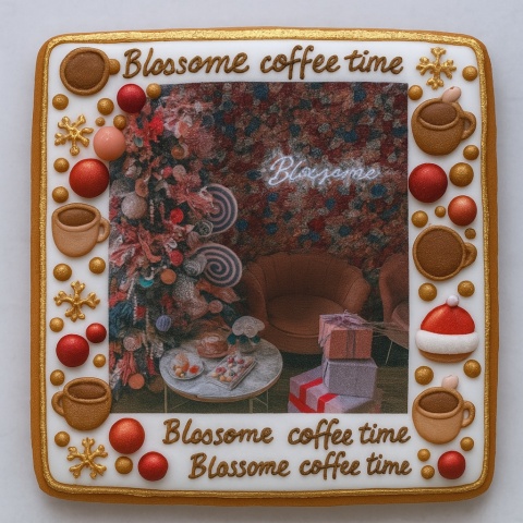 Ciastko lukrowane BlossomE cafe FLOWER roz.XL  KWADRAT AT ręcznie robione